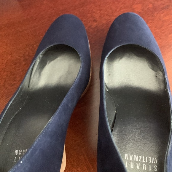 Authentic women’s Stewart Weitzman wedge size 8M only worn once in navy - Picture 15 of 16